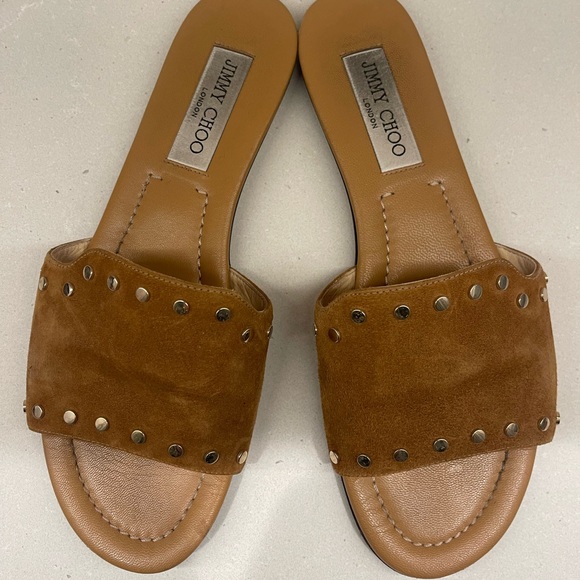 Jimmy Choo leather slide sandal with gold studs - Picture 4 of 4